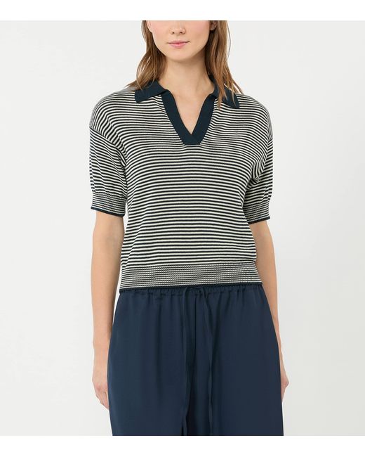 Weekend by Maxmara Blue Cotton Stripe Short-Sleeve Sweater