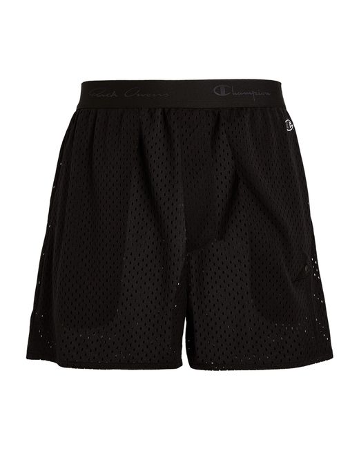 Rick Owens X Champion logo-embroidered dolphin shorts - Black