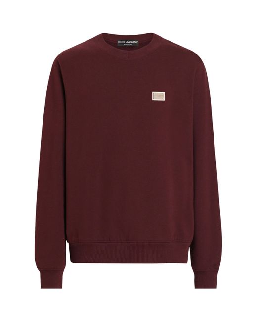 Dolce & Gabbana Purple Cotton Logo-Plaque Sweatshirt for men