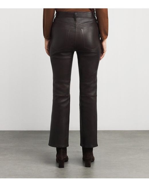 FRAME Gray The Leather Reboot Crop Trousers