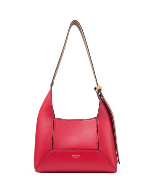 Jimmy Choo Red Leather Bag Finished With Stitched Panels