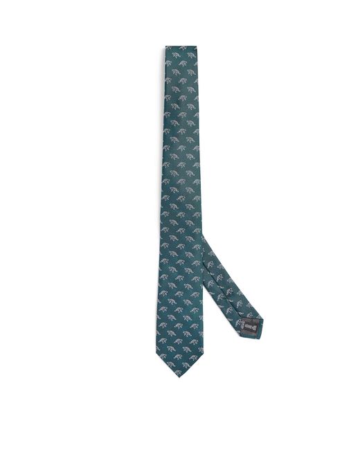 Giorgio Armani Blue Mulberry Silk-cotton Turtle Tie for men