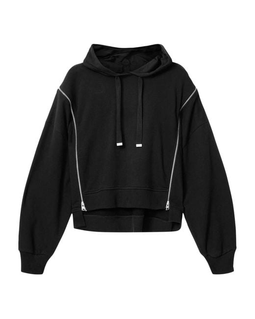 AllSaints Black Organic Cotton Zip-Detail Ciara Hoodie