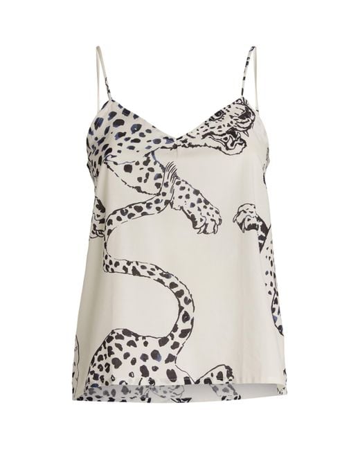 Desmond & Dempsey White Jaguar Print Camisole