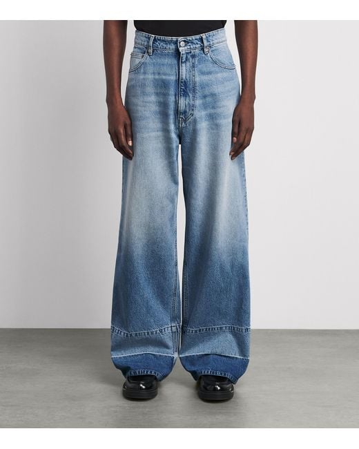 MM6 by Maison Margiela Blue Panelled Wide-Leg Jeans for men