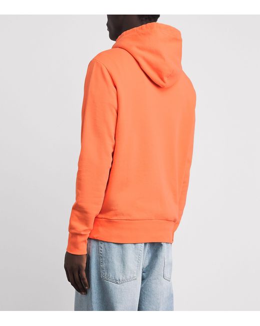 Polo Ralph Lauren Orange Cotton Loopback Fleece Polo Pony Hoodie for men