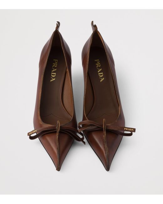 Prada Brown Antiqued Leather Pumps 55