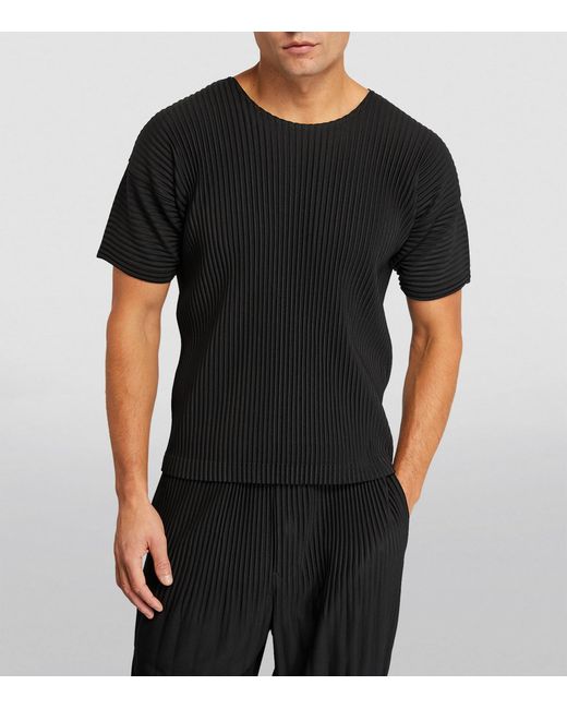 Homme Plissé Issey Miyake Black Pleated T-Shirt for men