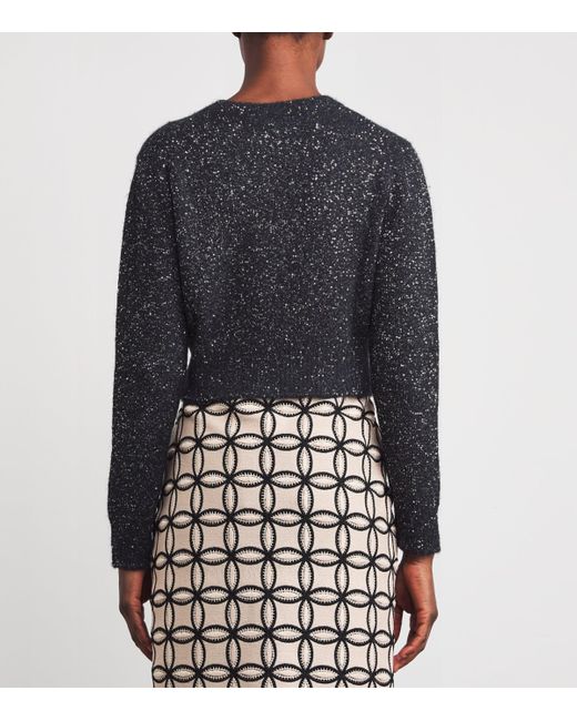 Erdem Blue Wool-Blend Sequin Cardigan