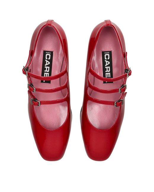 CAREL PARIS Red Leather Ariana Mary Janes 20
