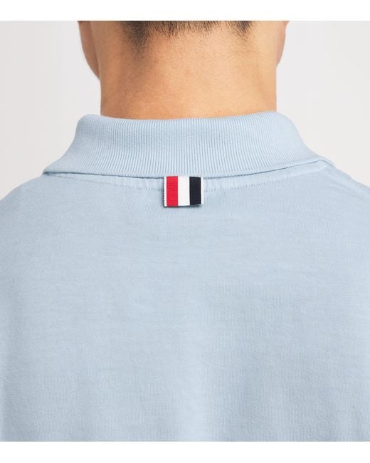Thom Browne Blue Cotton 4-Bar Polo Shirt for men