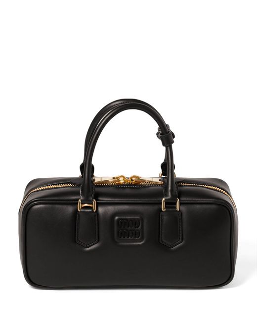 Miu Miu Black Leather Arcadie Top-Handle Bag