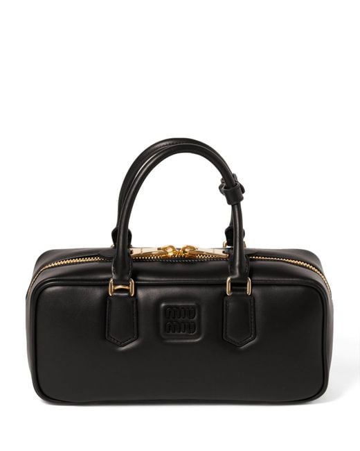 Miu Miu Black Leather Arcadie Top-Handle Bag