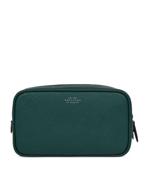Smythson Green Leather Double-Zip Wash Bag