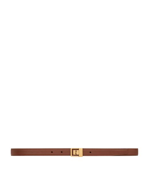 Saint Laurent White Leather Fine Ceinture Boucle Belt