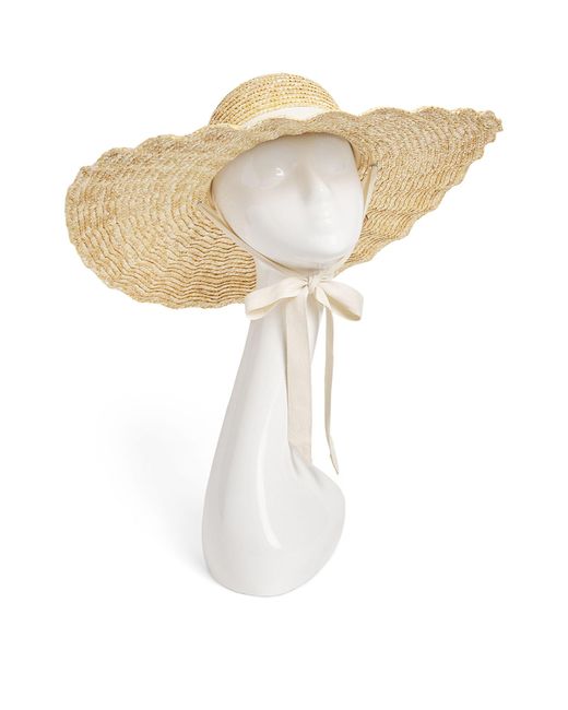 Lack of Color White Straw Scalloped Dolce Hat