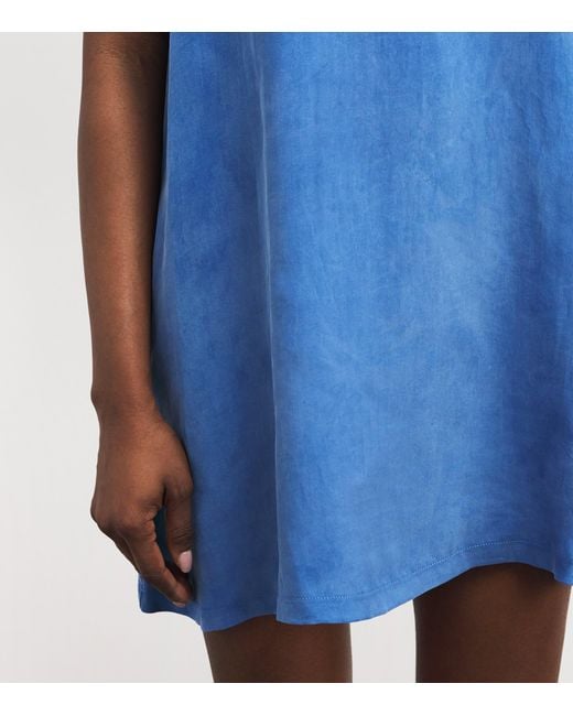 Claudie Pierlot Blue Lace-Trim Babydoll Mini Dress