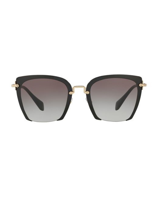 Miu Miu Black Oversized Square Sunglasses, 52mm