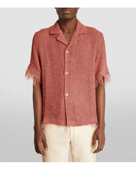 Séfr Red Linen-blend Fausto Shirt