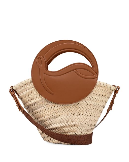 Christian Louboutin Brown Small Biloumoon Straw-leather Top-handle Bag