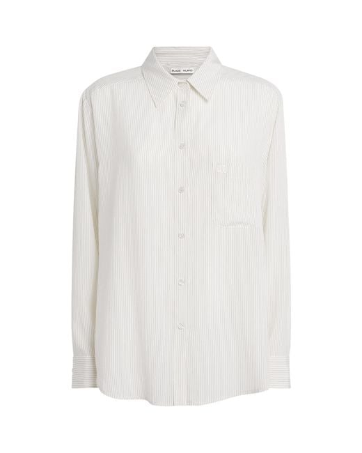Blazé Milano White Silk Stripe Shirt