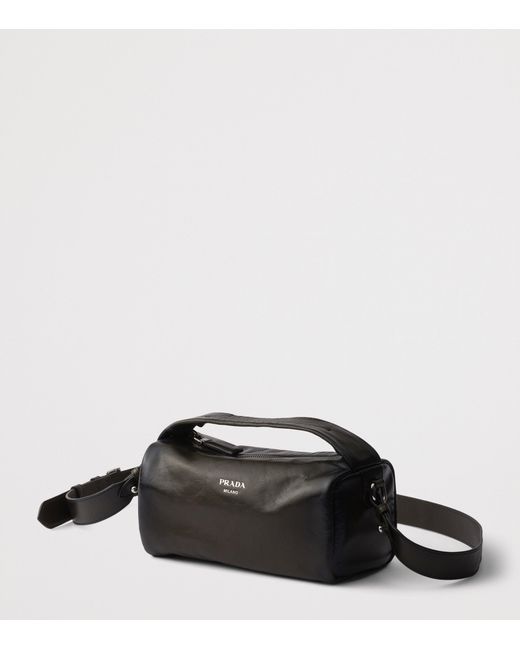 Prada Black Antiqued Leather Cross-Body Bag for men