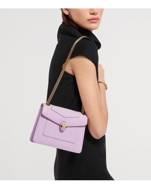 BVLGARI Purple Small Leather Serpenti Forever Day-To-Night Shoulder Bag