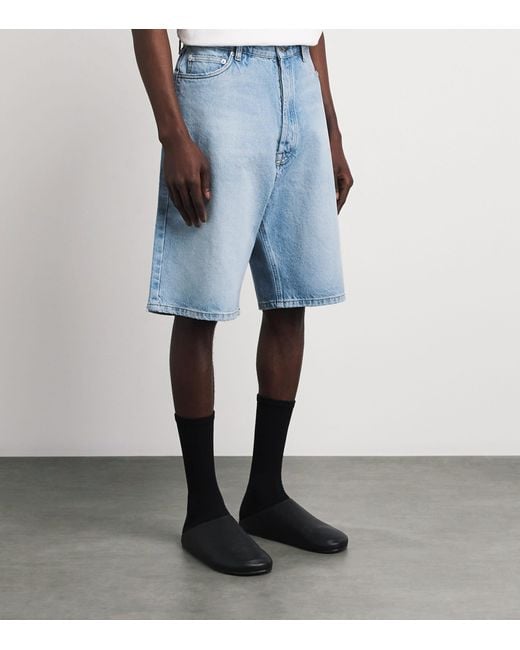 Studio Nicholson Blue Marylebone Wide-Leg Denim Shorts for men
