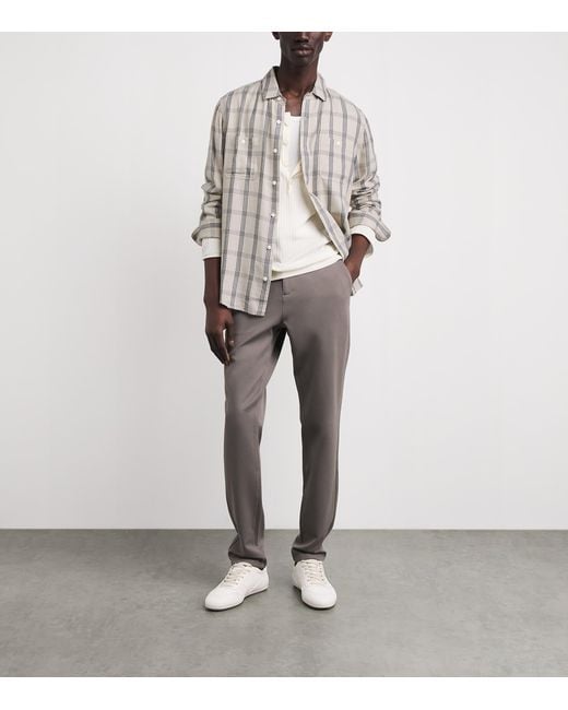 PAIGE White Cotton-Blend Check Everett Shirt for men