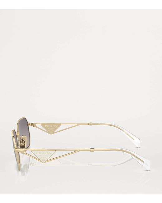 Prada Gray Metal Rectangular Sunglasses