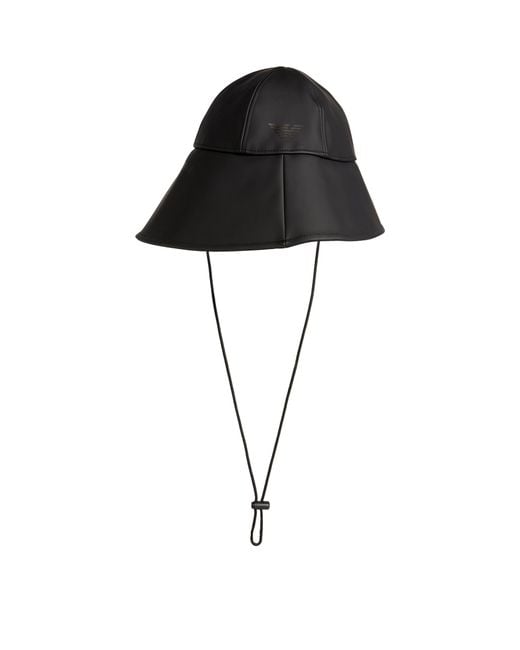 Emporio Armani Black Logo Cloche Hat for men