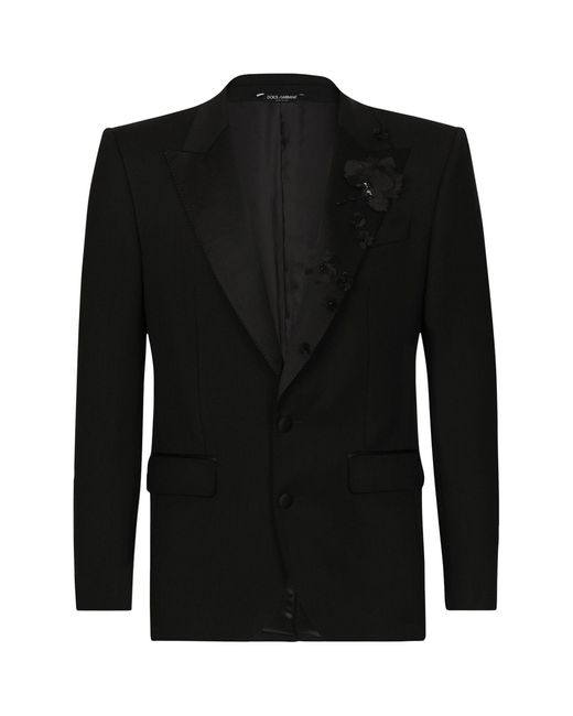 Dolce & Gabbana Black Embellished Single-breasted Blazer for men