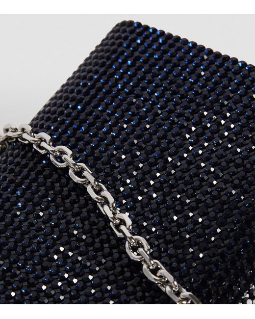 Judith Leiber Blue Satin Crystal-Embellished Perry Clutch Bag