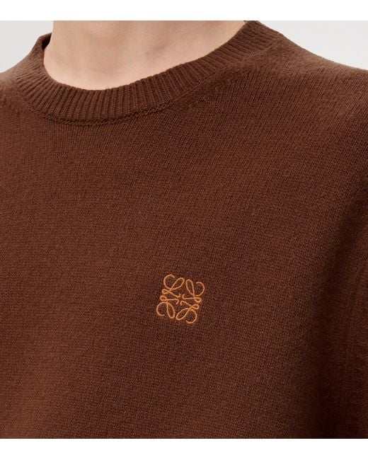 Loewe Brown Wool Anagram Sweater for men