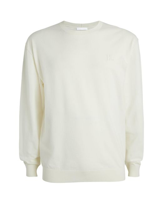 Helmut Lang White Contrast Pipe-detail Sweater for men
