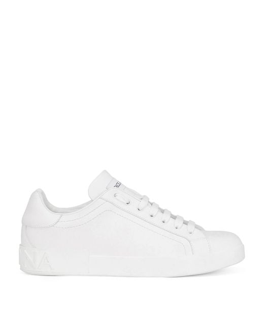 Dolce & Gabbana White Leather Logo Sneakers for men