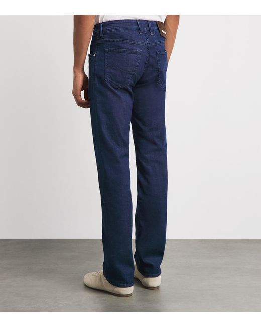 Jacob Cohen Blue Crocodile Leather Patch Straight Jeans for men