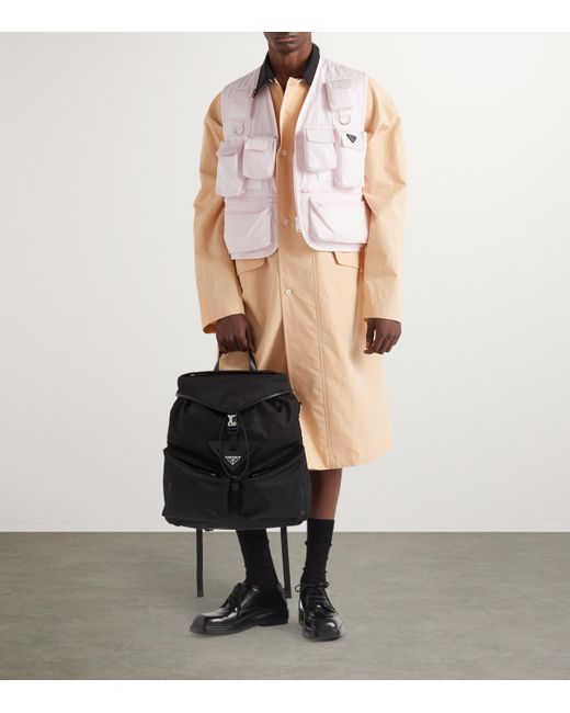 Nylon and saffiano leather backpack hotsell