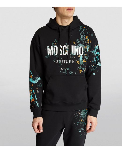 Moschino Black Paint-splattered Hoodie for men