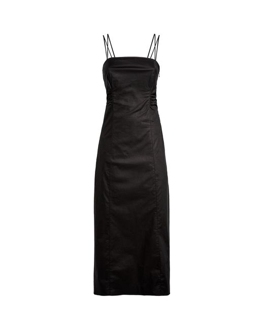 FRAME Black Tie-back Midi Dress