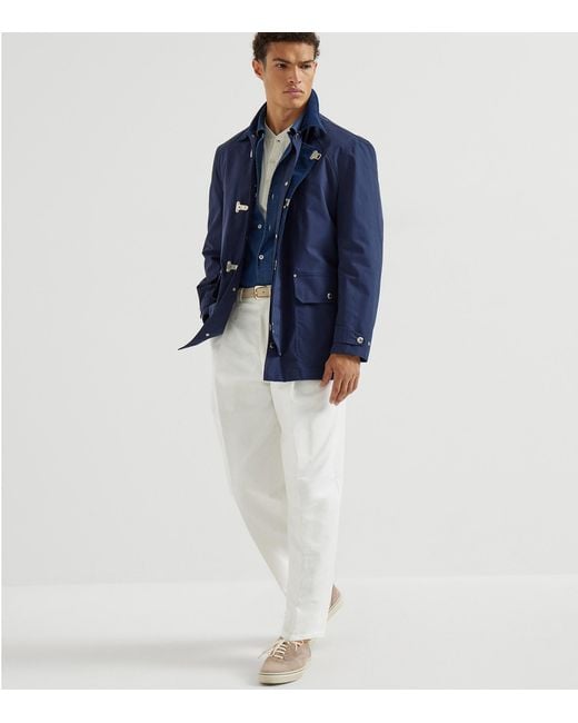 Brunello Cucinelli Blue Cotton-Blend Water-Resistant Jacket for men