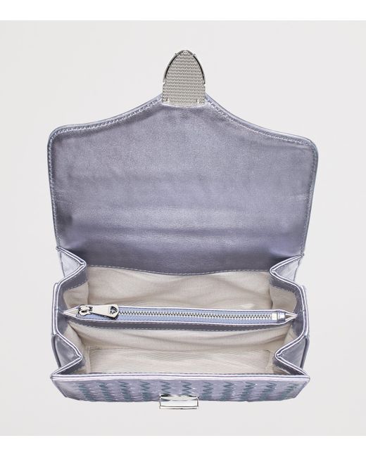 Aspinal White Midi Metallic Leather Mayfair Bag