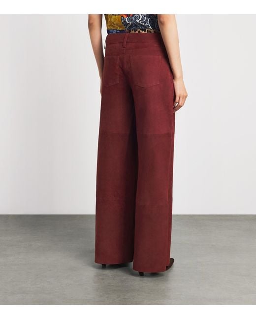 Alice + Olivia Red Wide Amazing Suede Trousers