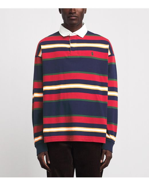Polo Ralph Lauren Red Cotton Stripe Rugby Shirt for men