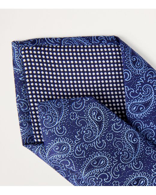 Eton of Sweden Blue Silk Paisley Print Tie for men