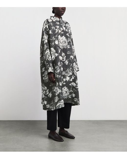 Eskandar Gray Linen A-Line Panelled Jacket