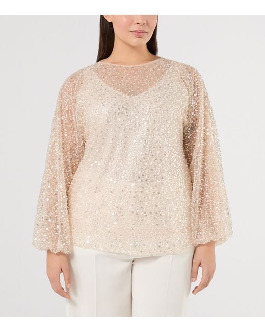 Marina Rinaldi Natural Sequin-Embellished Blouse