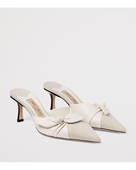 Jimmy Choo White Livi 65 Leather And Canvas Mules
