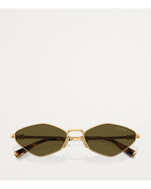 Miu Miu Green Metal Oval Sunglasses