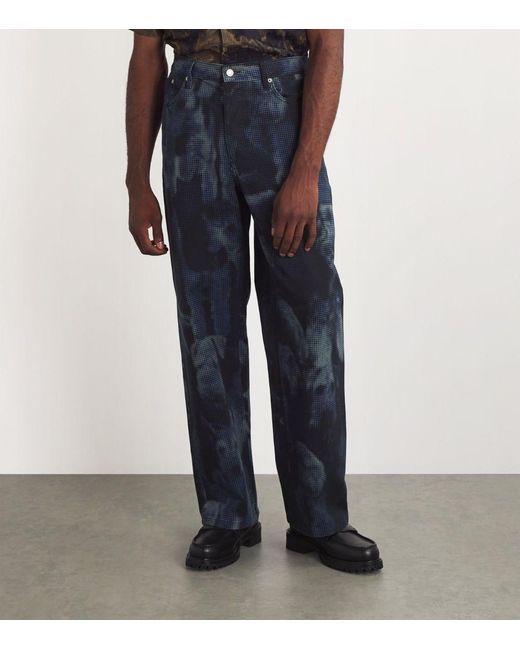 Dries Van Noten Blue Printed Pine Jeans for men